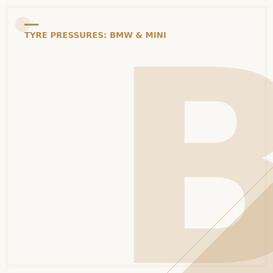 BMW 3 Series Tyre Pressure: Front and Back Settings
