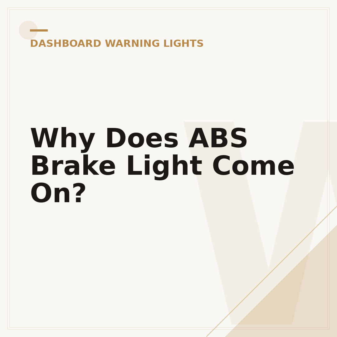 Why Does ABS Brake Light Come On?
