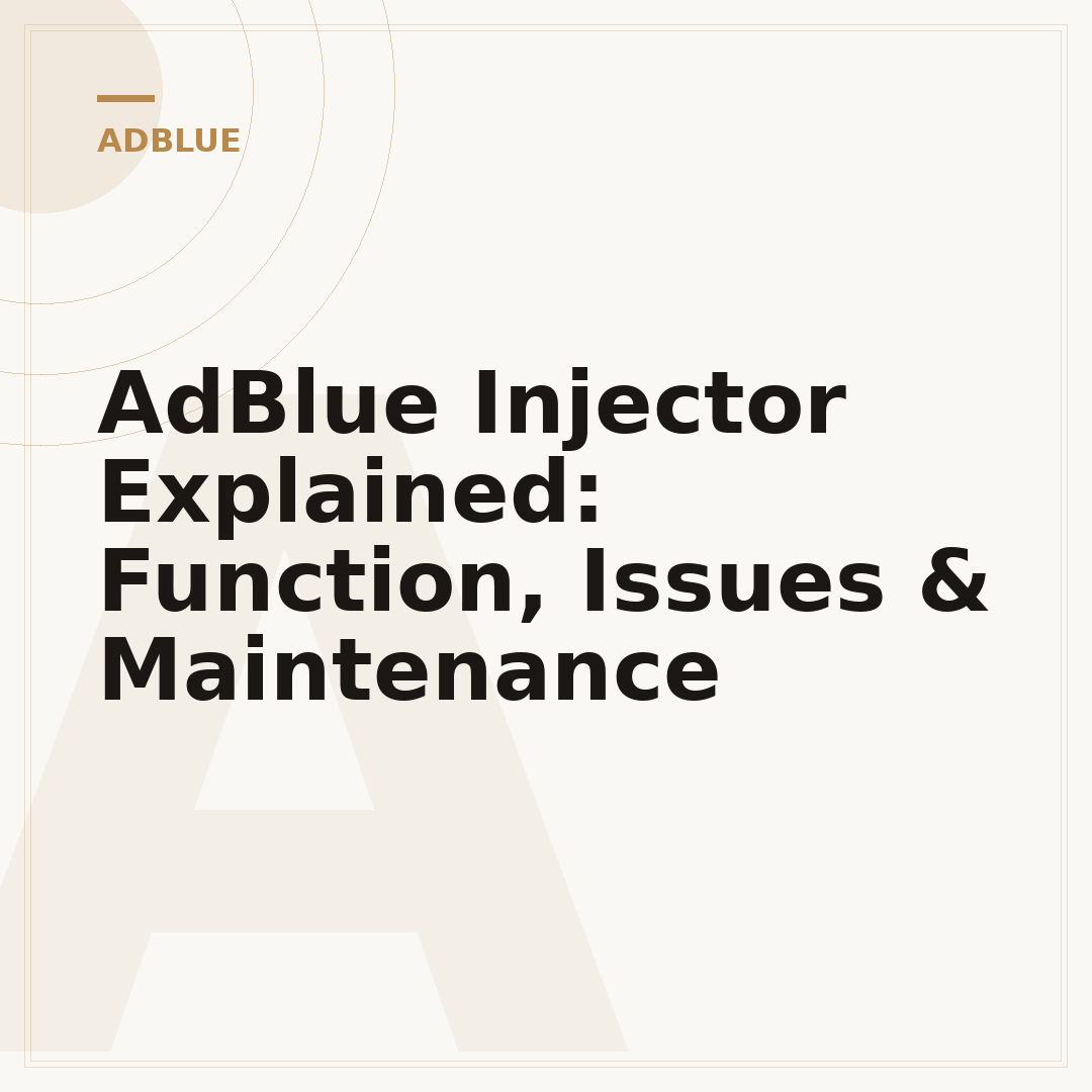 AdBlue Injector Explained: Function, Issues & Maintenance