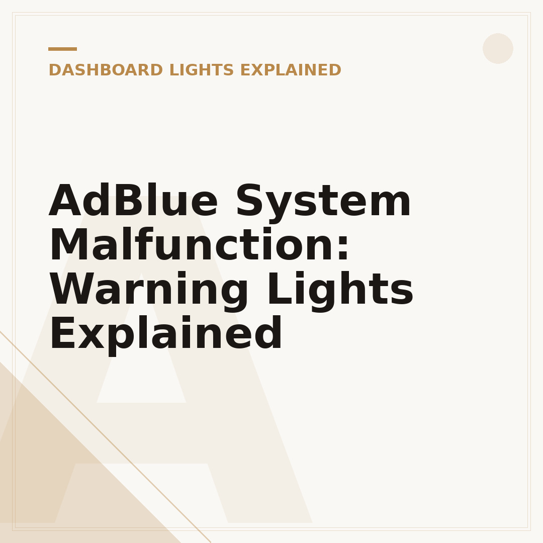 AdBlue System Malfunction: Warning Lights Explained
