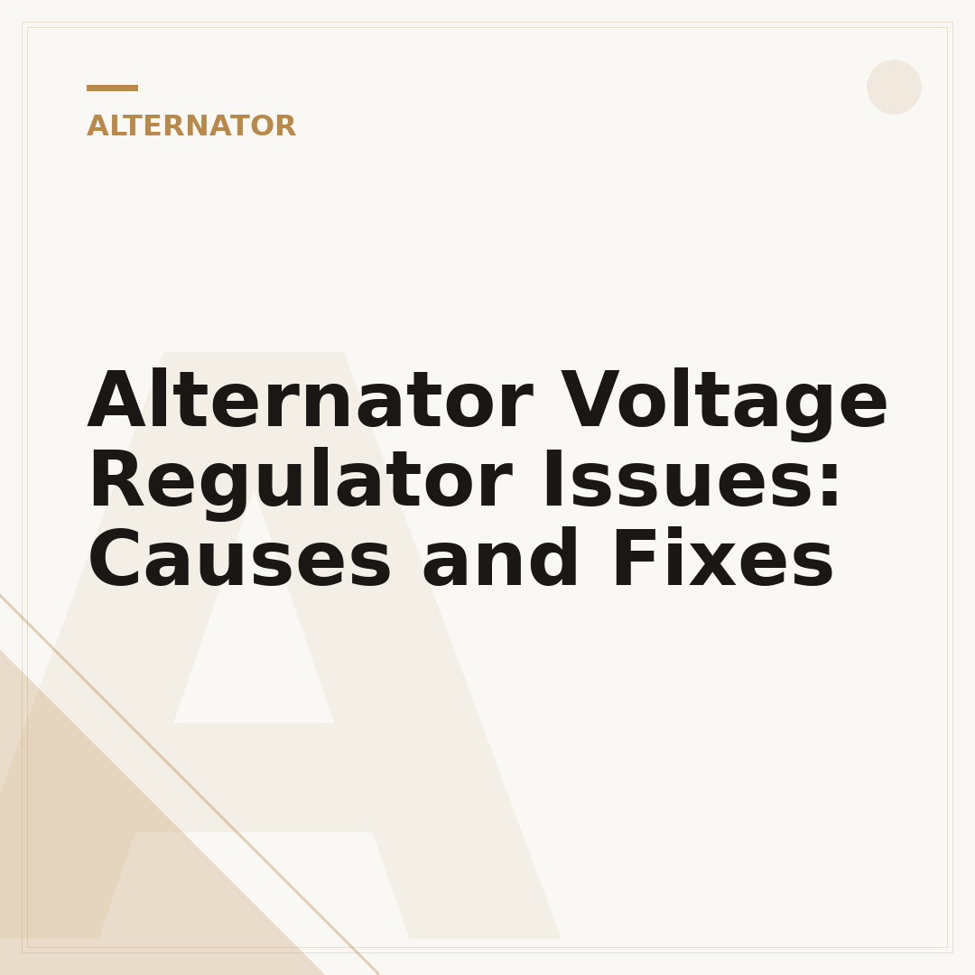 Alternator Voltage Regulator Issues: Causes and Fixes