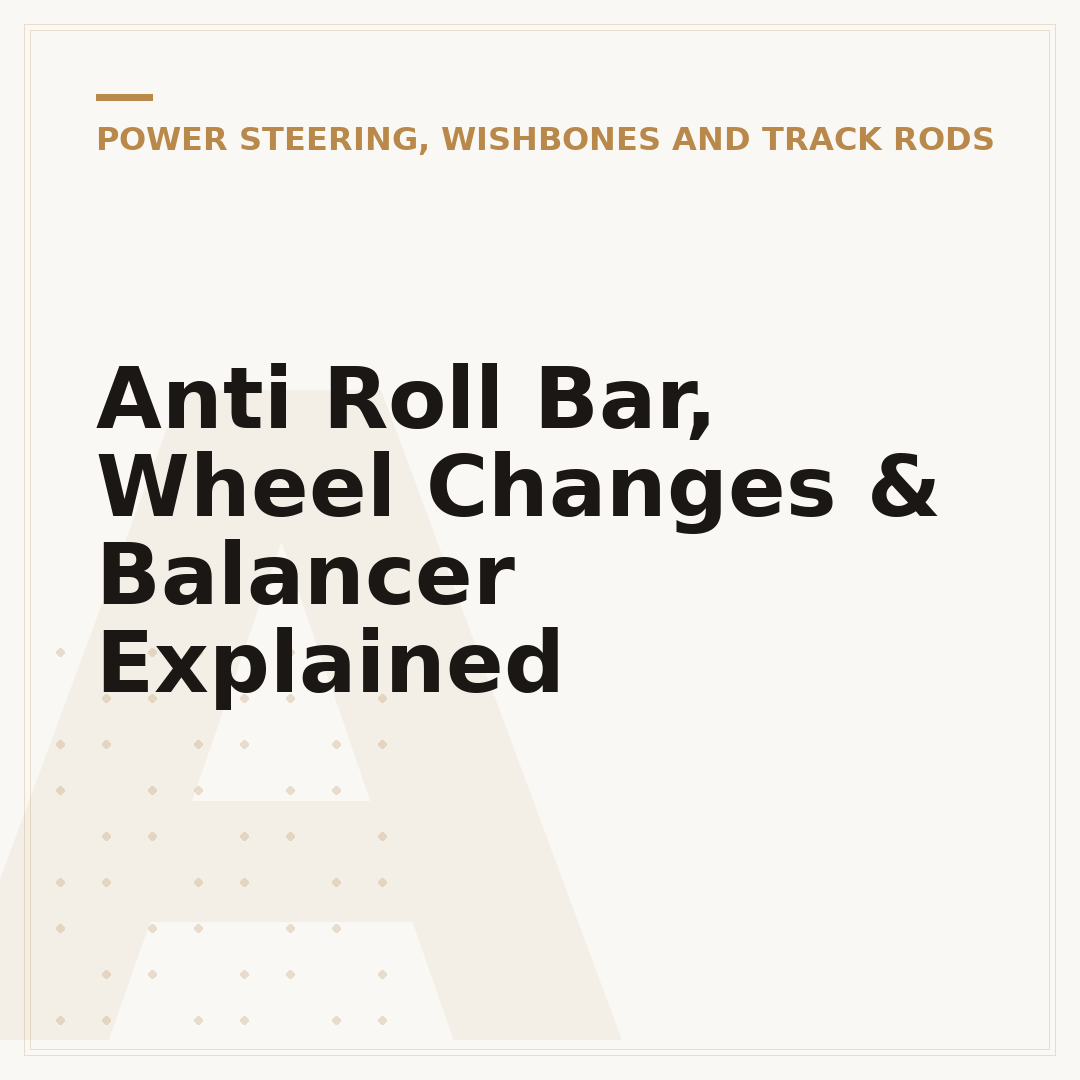 Anti Roll Bar, Wheel Changes & Balancer Explained