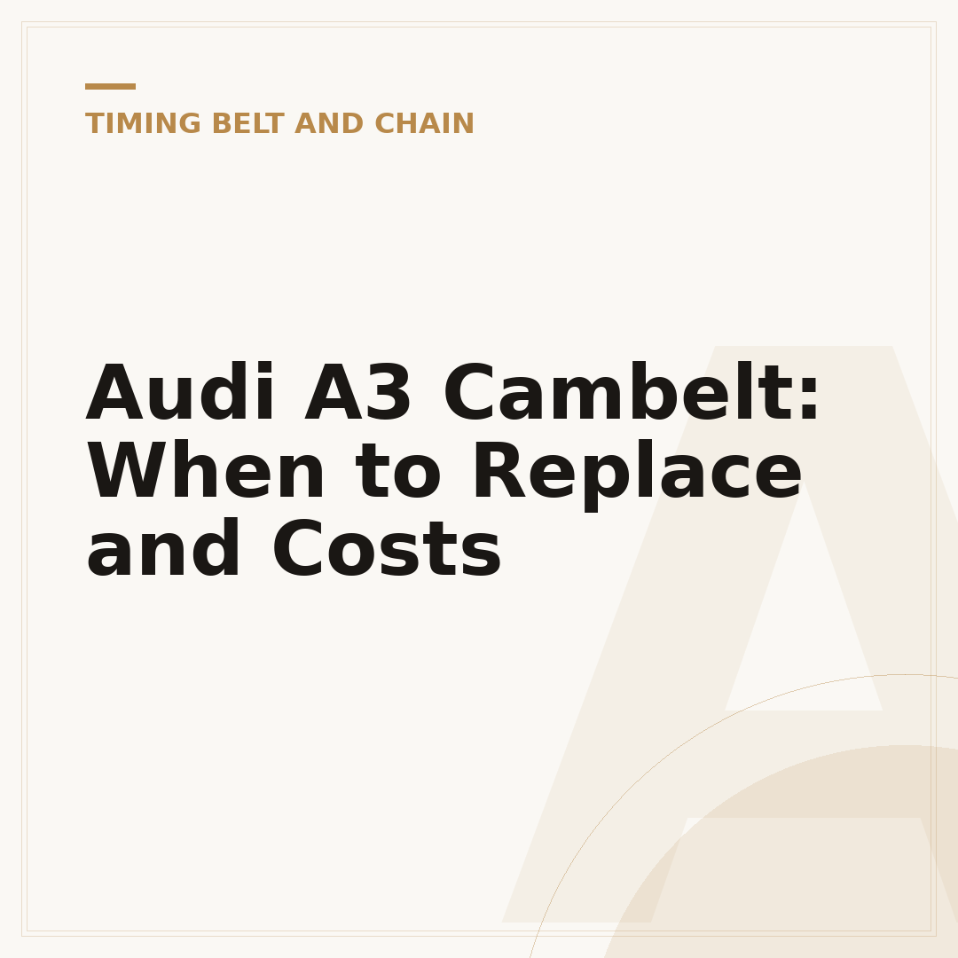 Audi A3 Cambelt: When to Replace and Costs