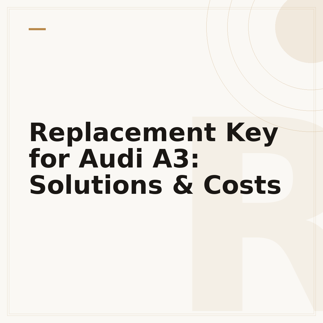 Replacement Key for Audi A3: Solutions & Costs