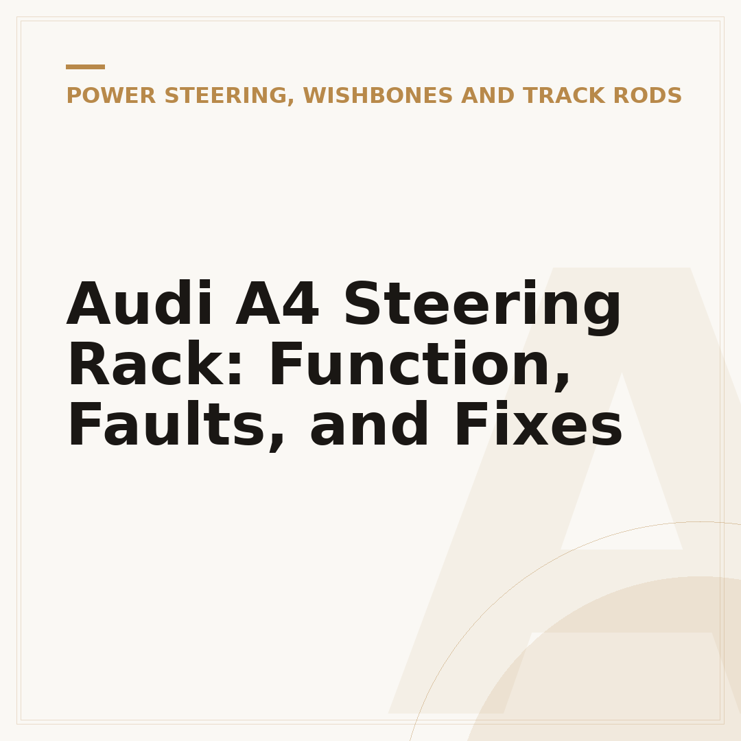 Audi A4 Steering Rack: Function, Faults, and Fixes