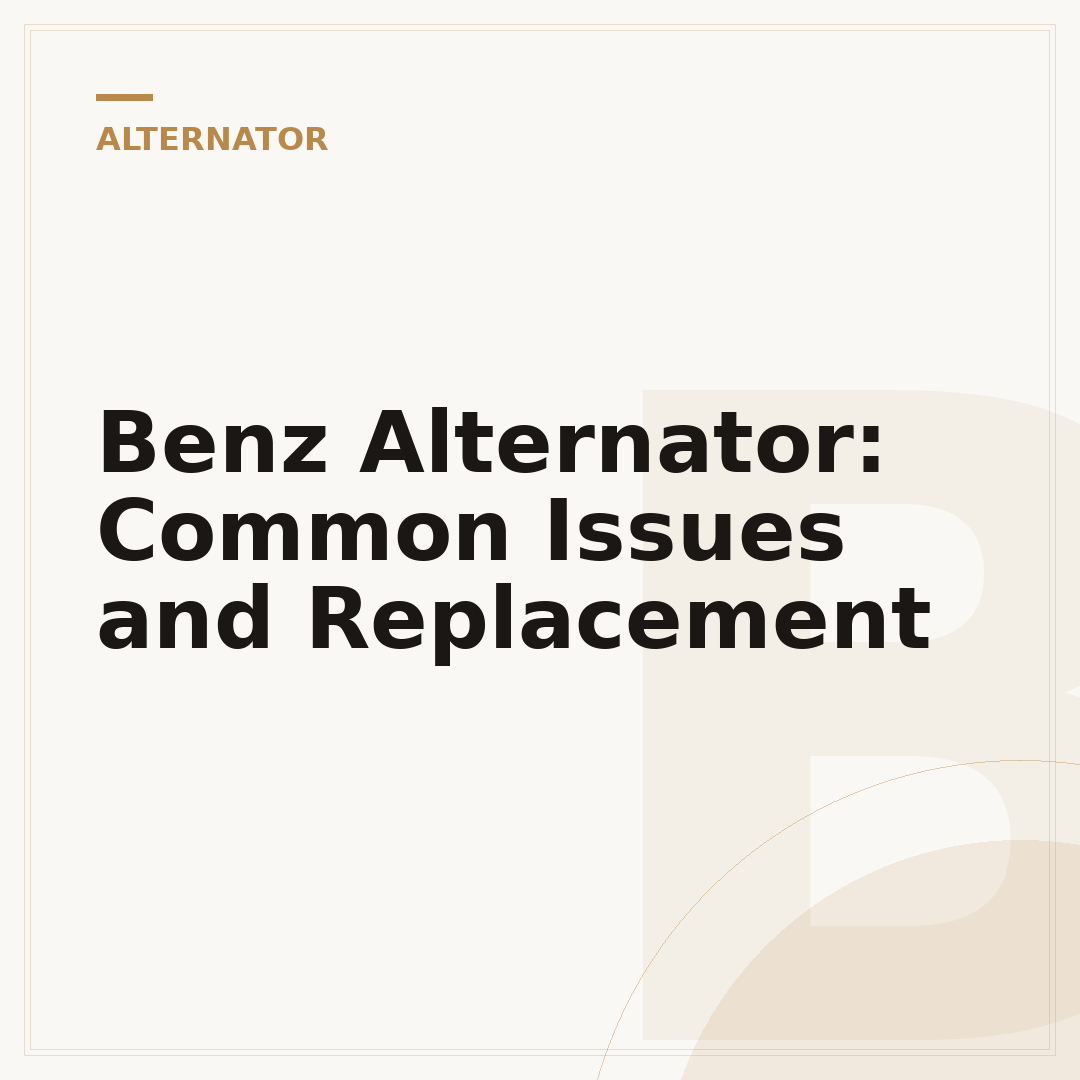 Benz Alternator: Common Issues and Replacement