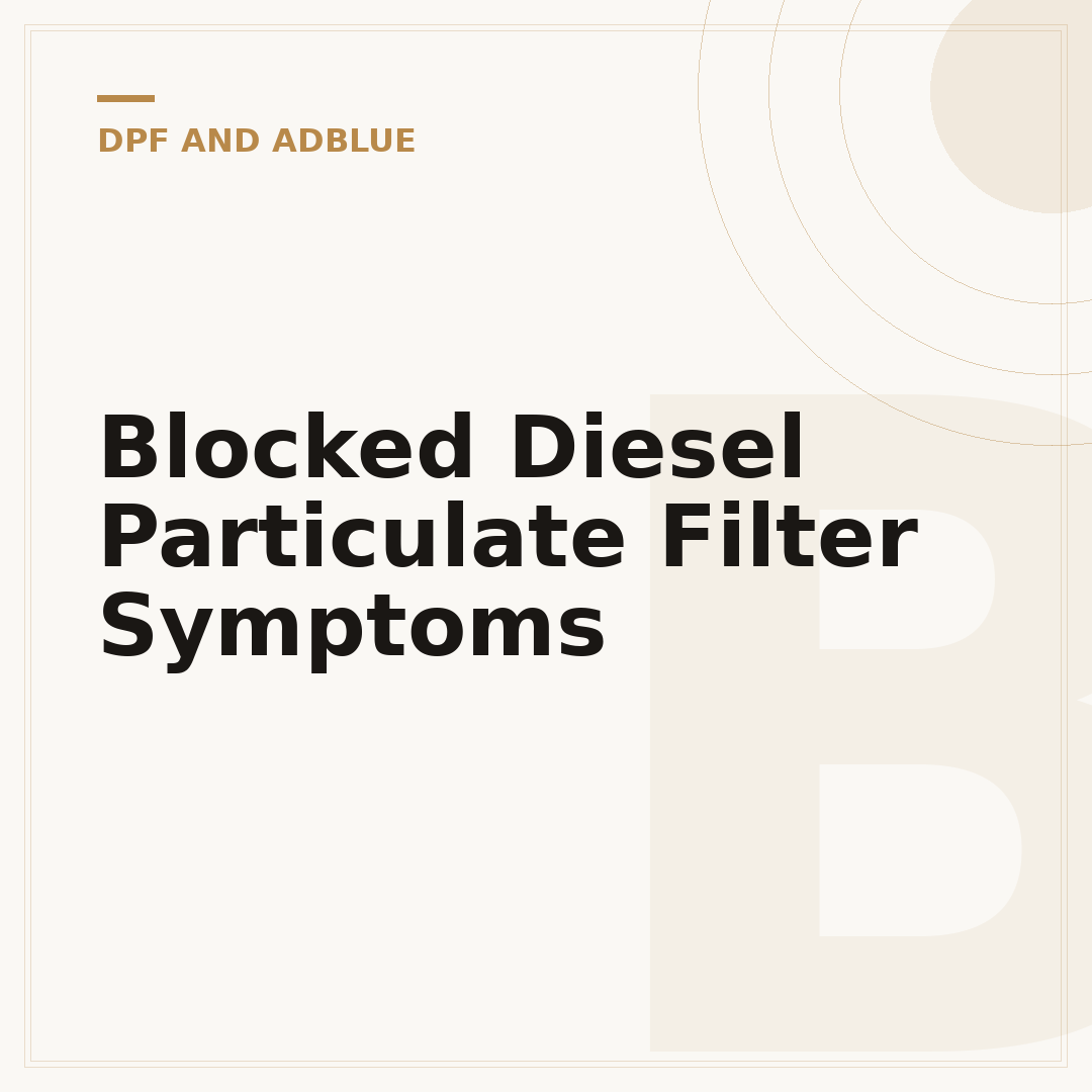 Blocked Diesel Particulate Filter Symptoms