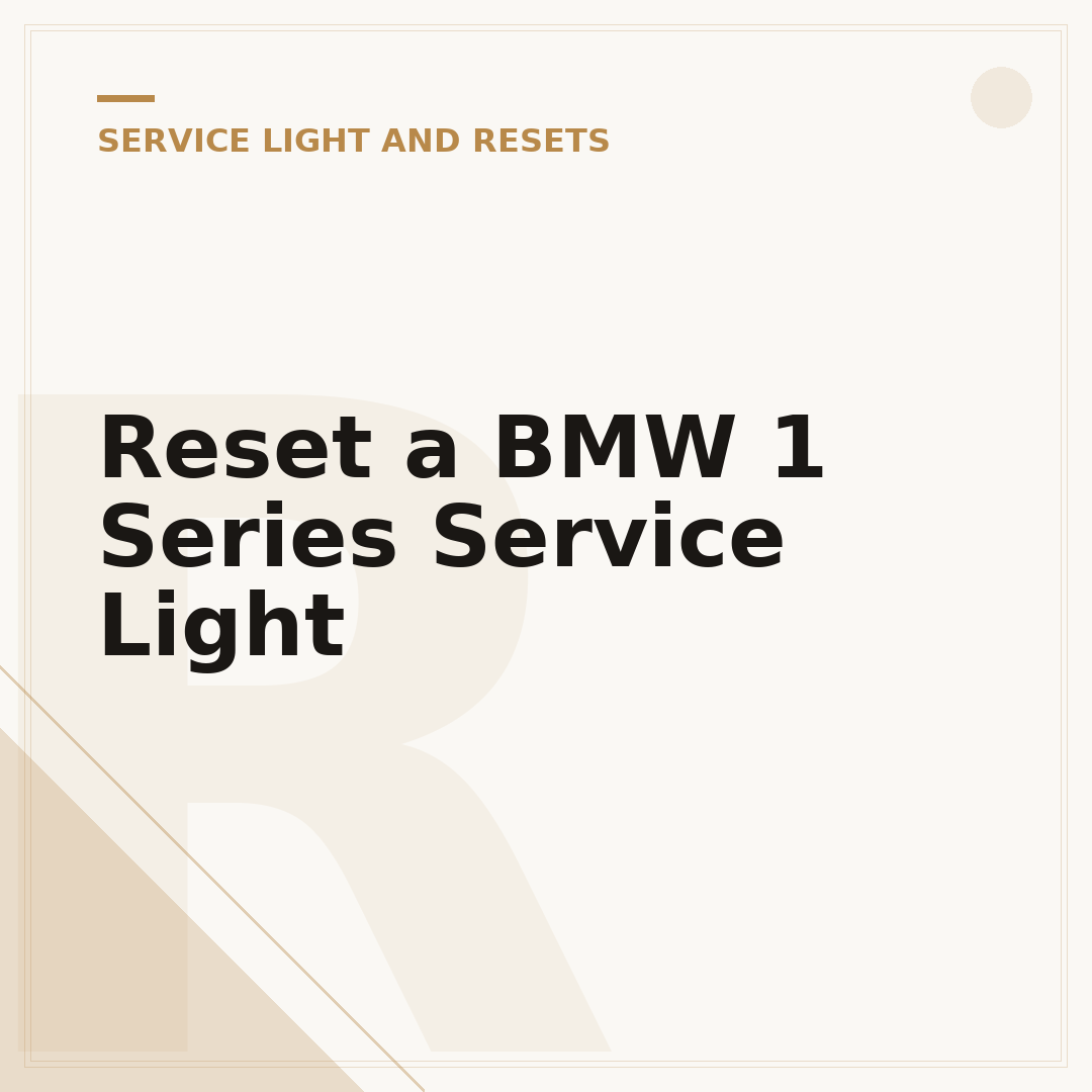 Reset a BMW 1 Series Service Light
