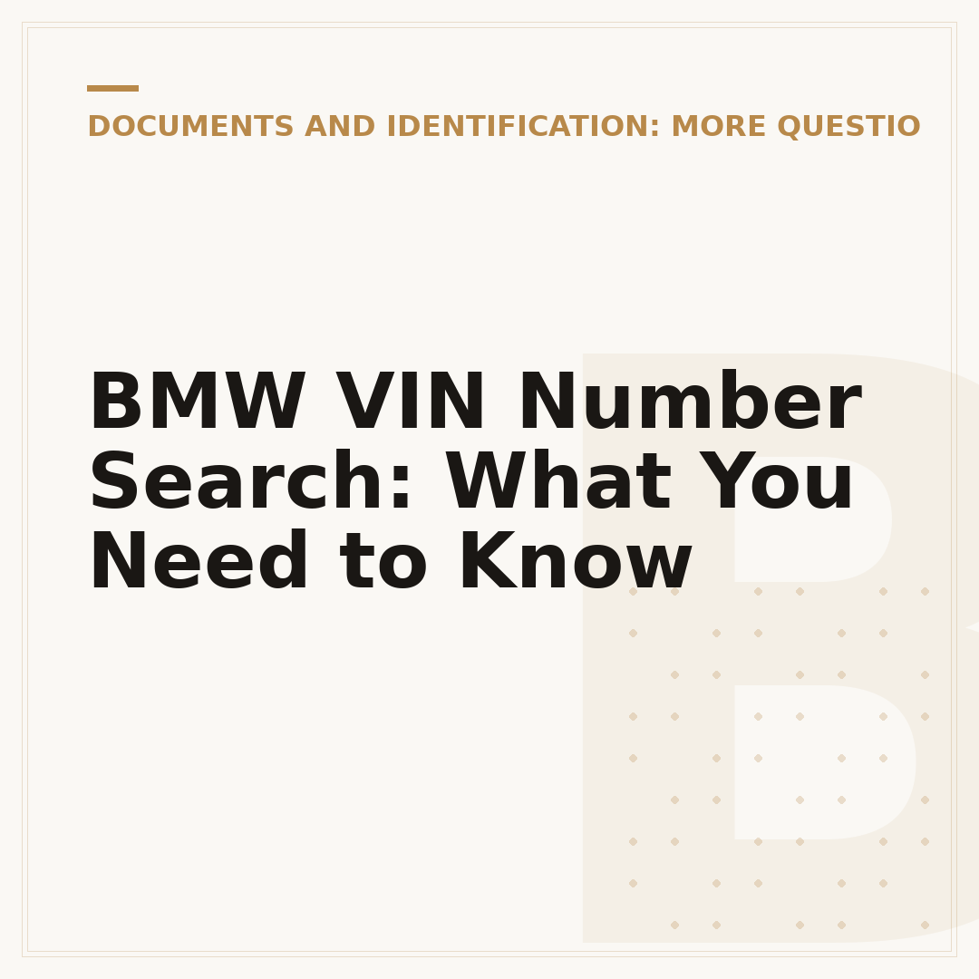 BMW VIN Number Search: What You Need to Know
