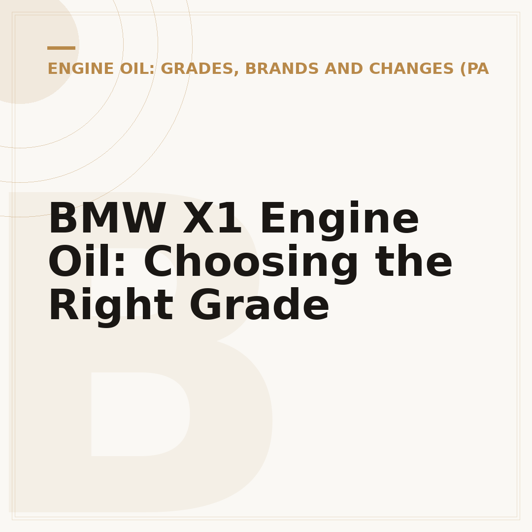 BMW X1 Engine Oil: Choosing the Right Grade