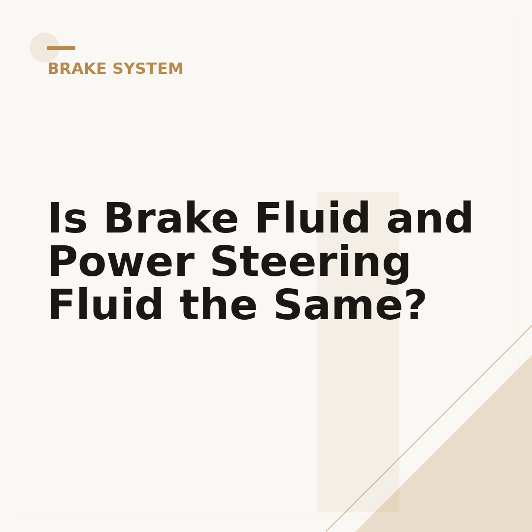 Is Brake Fluid and Power Steering Fluid the Same?
