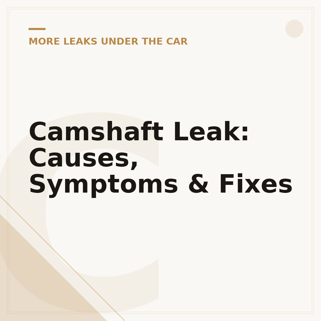 Camshaft Leak: Causes, Symptoms & Fixes