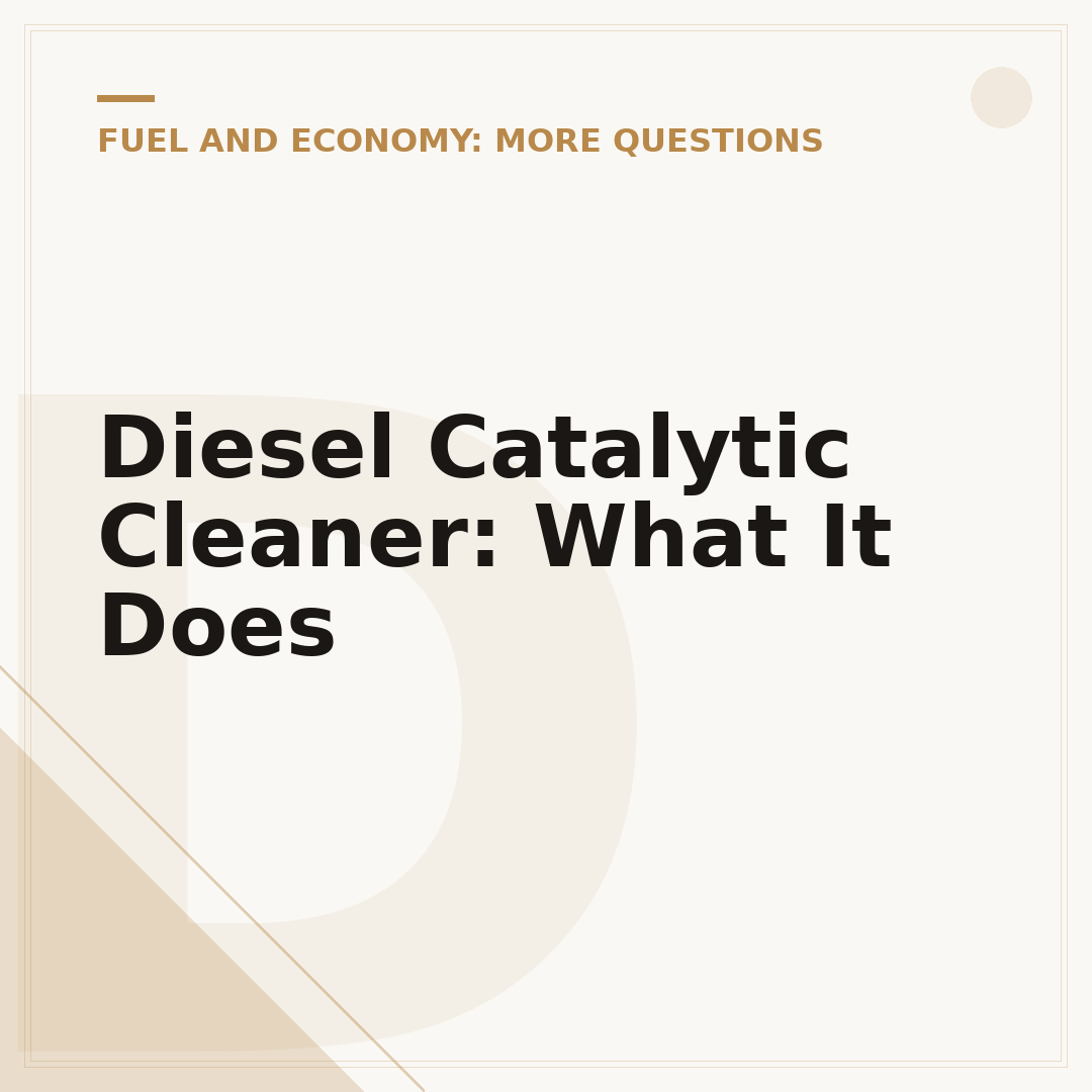 Diesel Catalytic Cleaner: What It Does
