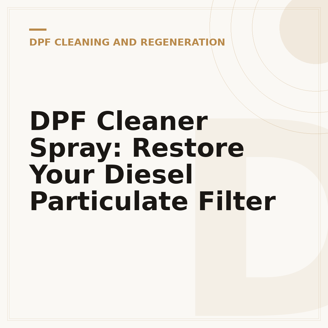 DPF Cleaner Spray: Restore Your Diesel Particulate Filter