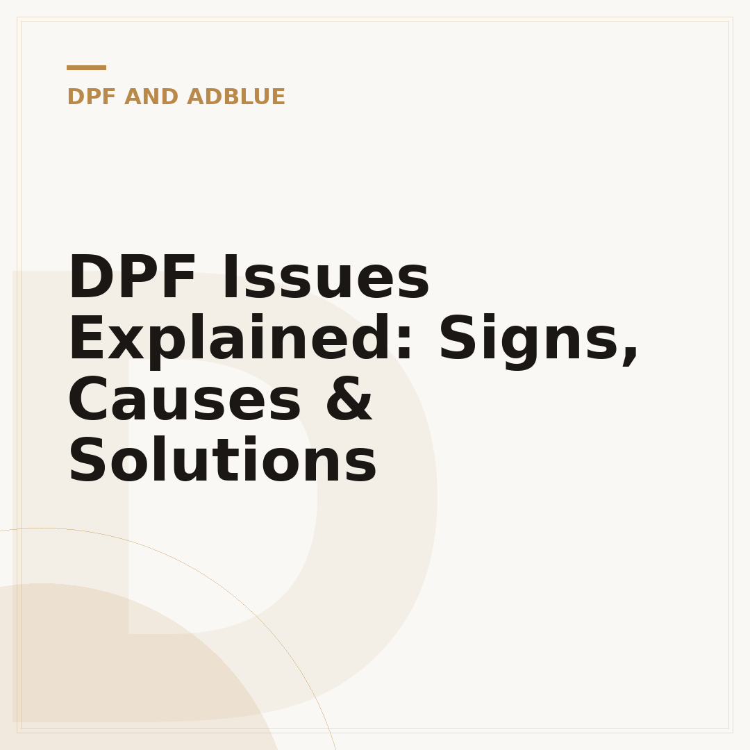 DPF Issues Explained: Signs, Causes & Solutions