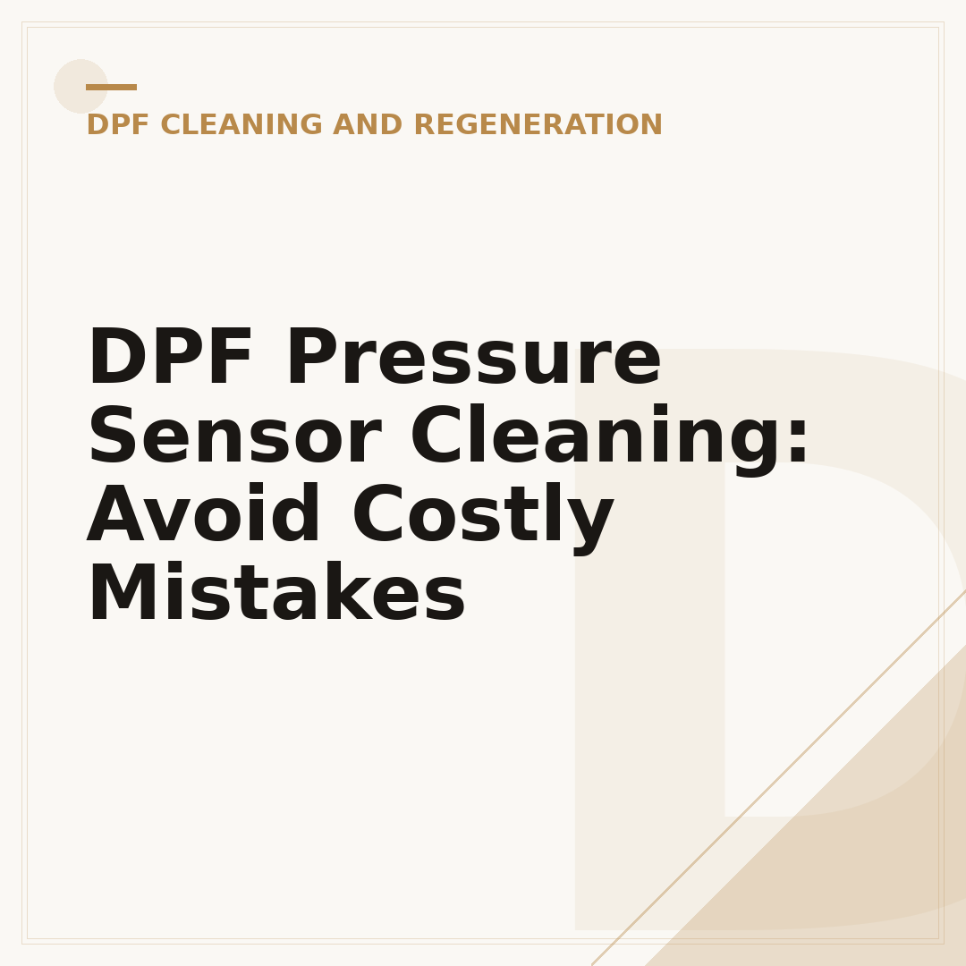 DPF Pressure Sensor Cleaning: Avoid Costly Mistakes