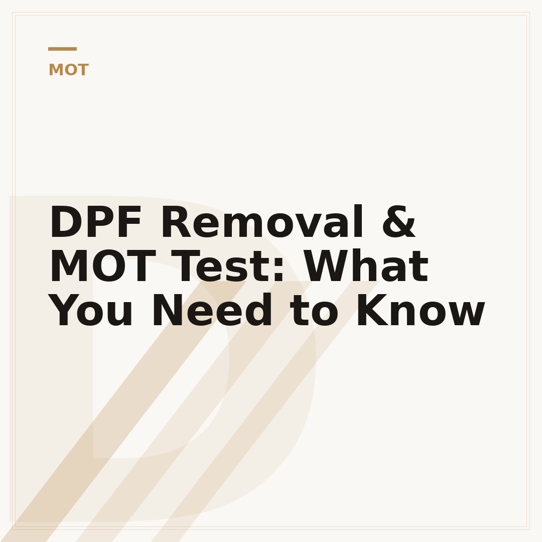 DPF Removal & MOT Test: What You Need to Know