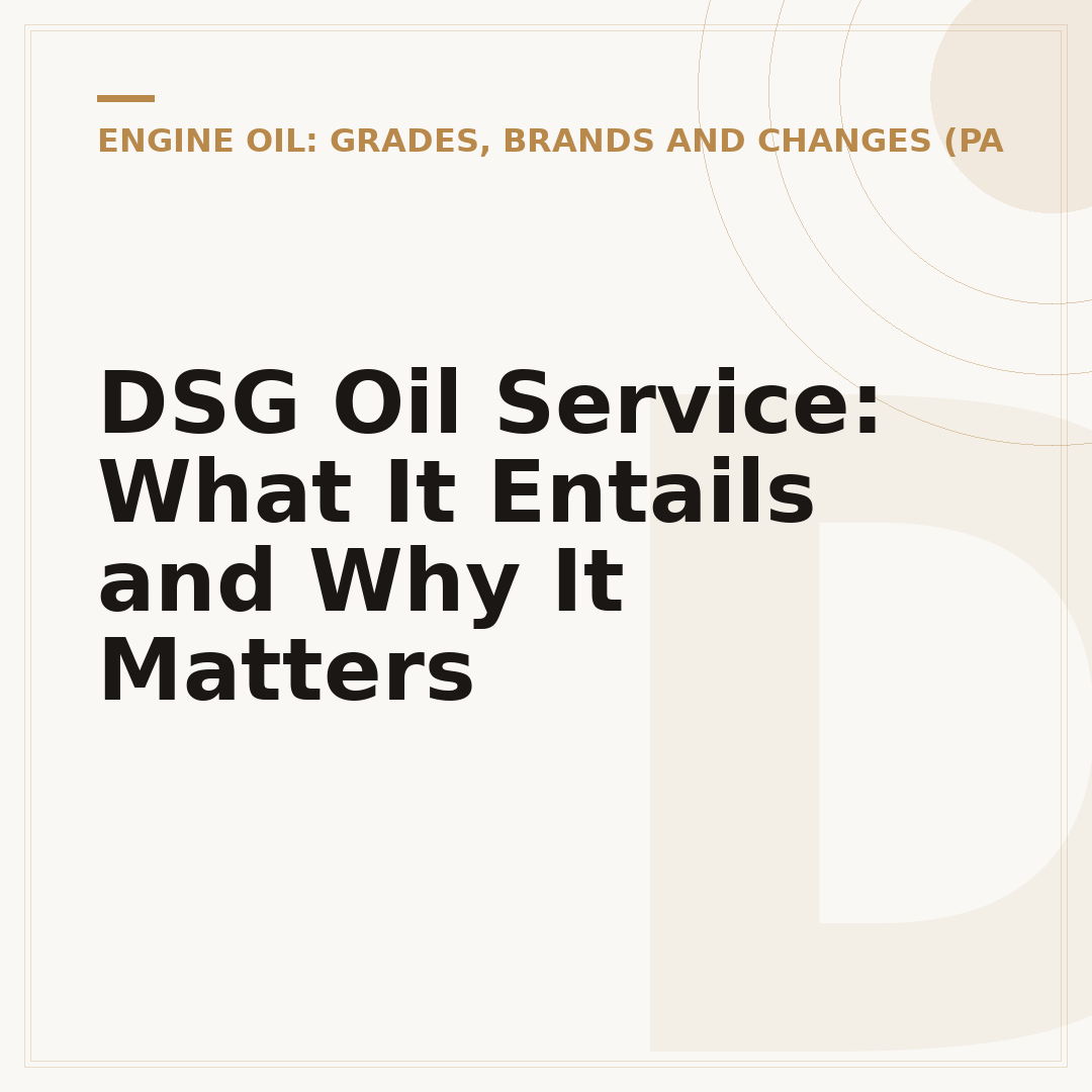 DSG Oil Service: What It Entails and Why It Matters