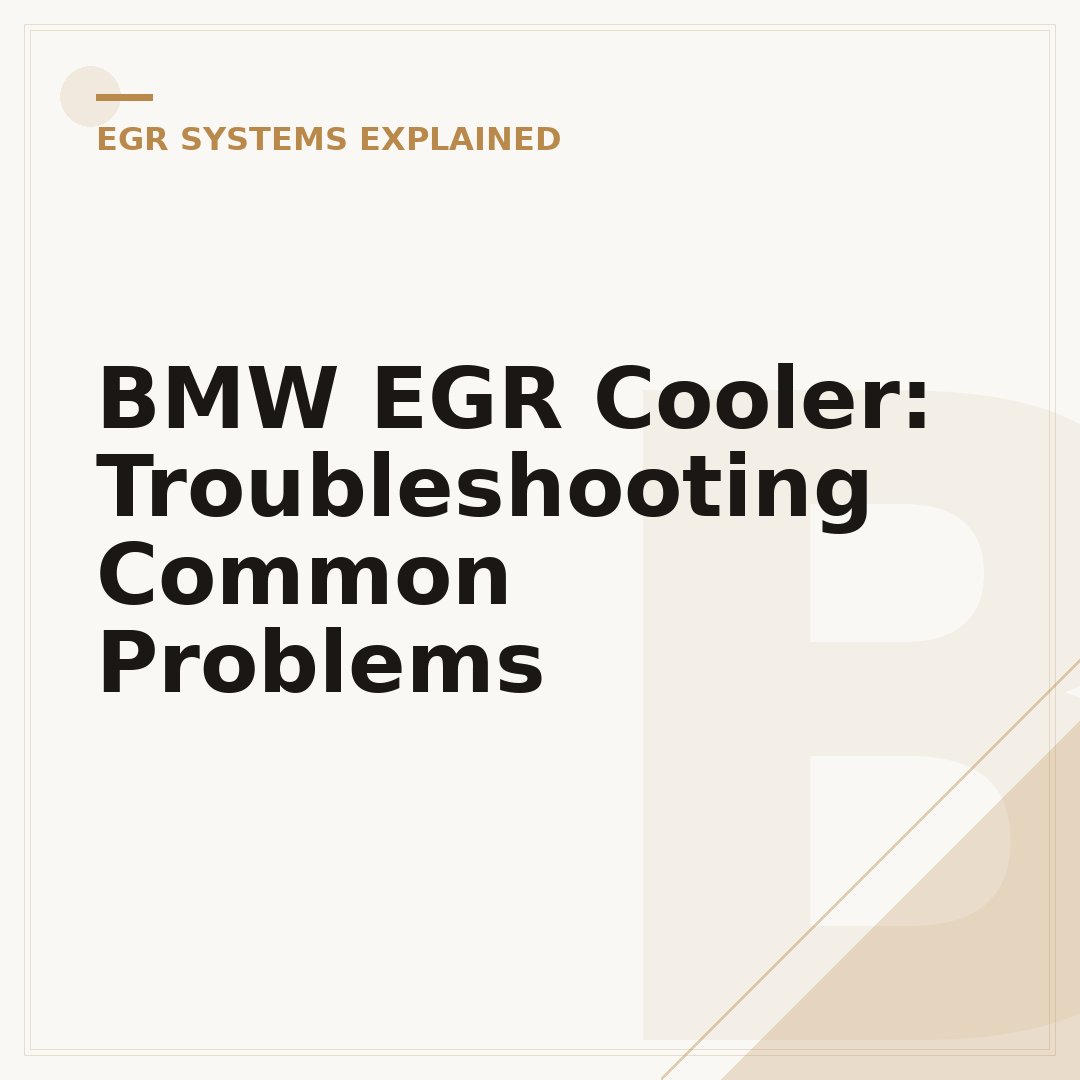 BMW EGR Cooler: Troubleshooting Common Problems