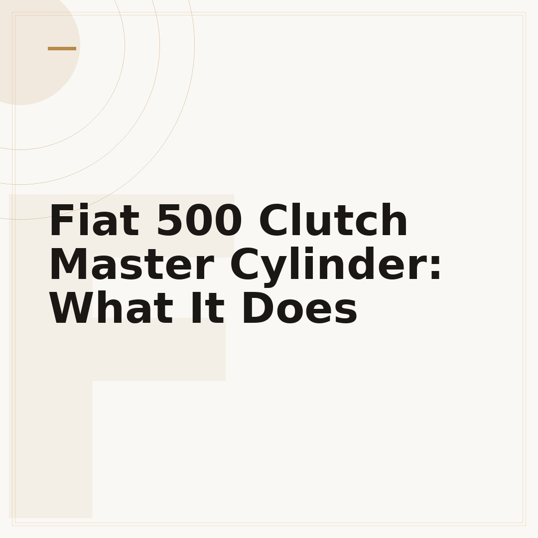 Fiat 500 Clutch Master Cylinder: What It Does