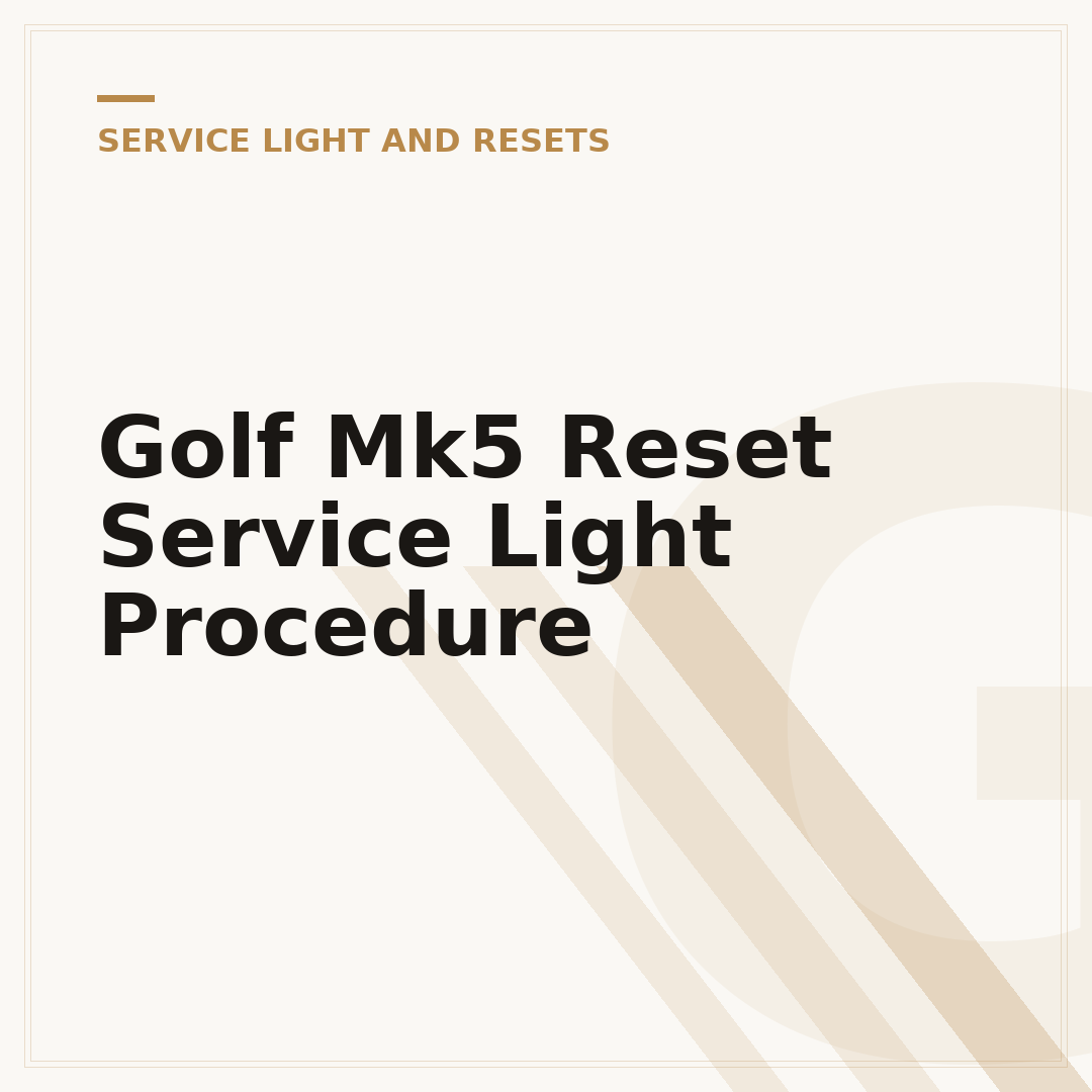Golf Mk5 Reset Service Light Procedure