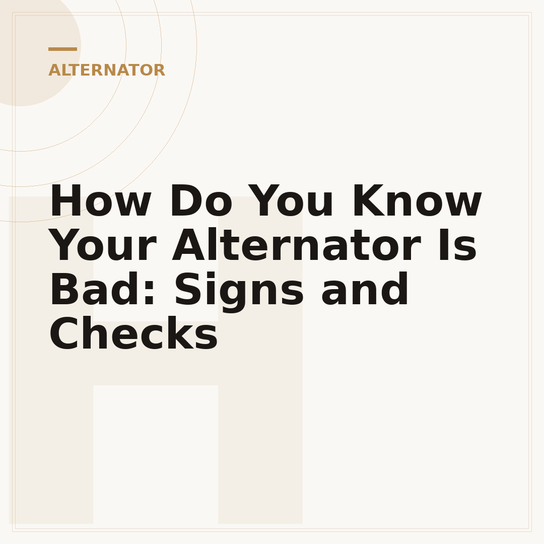 How Do You Know Your Alternator Is Bad: Signs and Checks