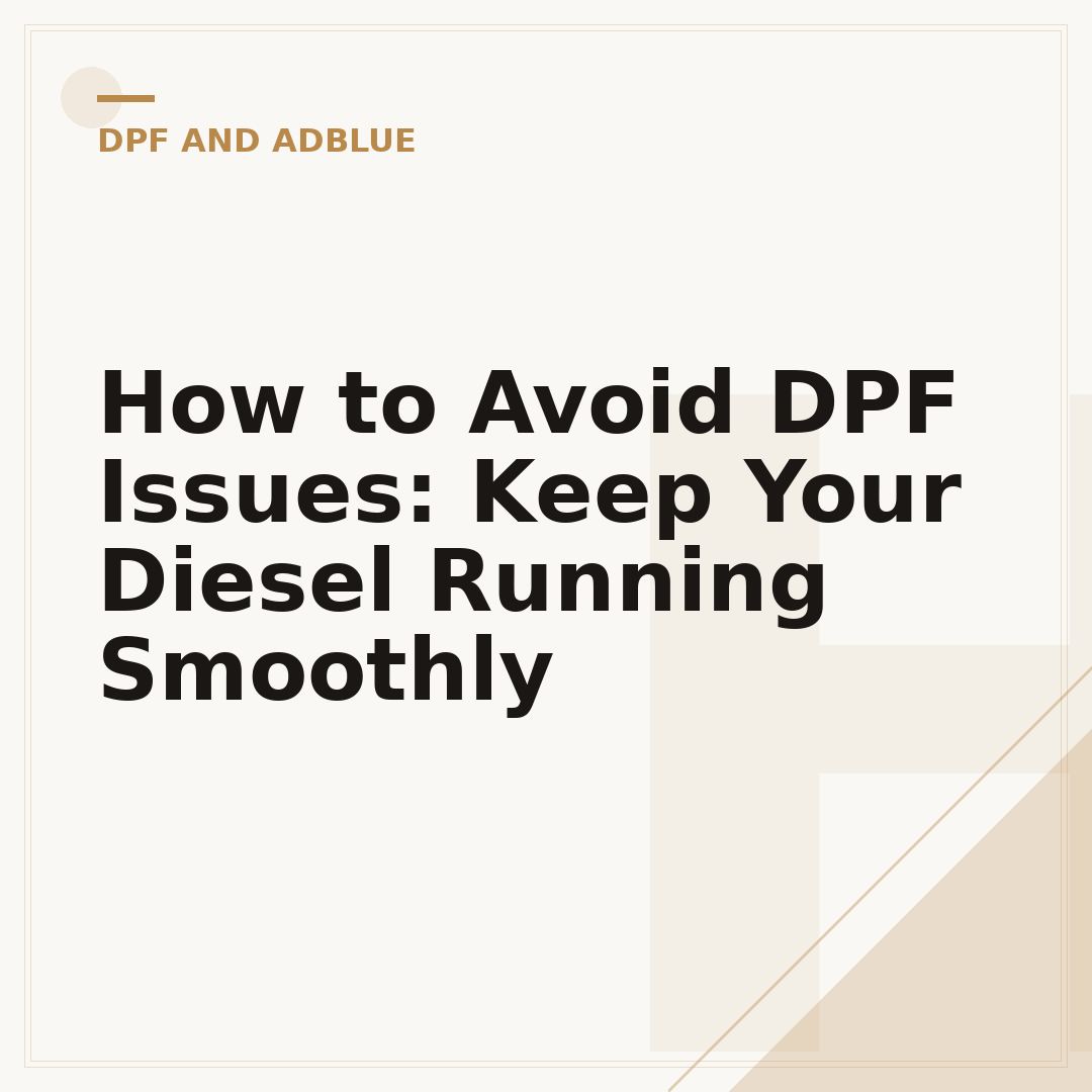 How to Avoid DPF Issues: Keep Your Diesel Running Smoothly