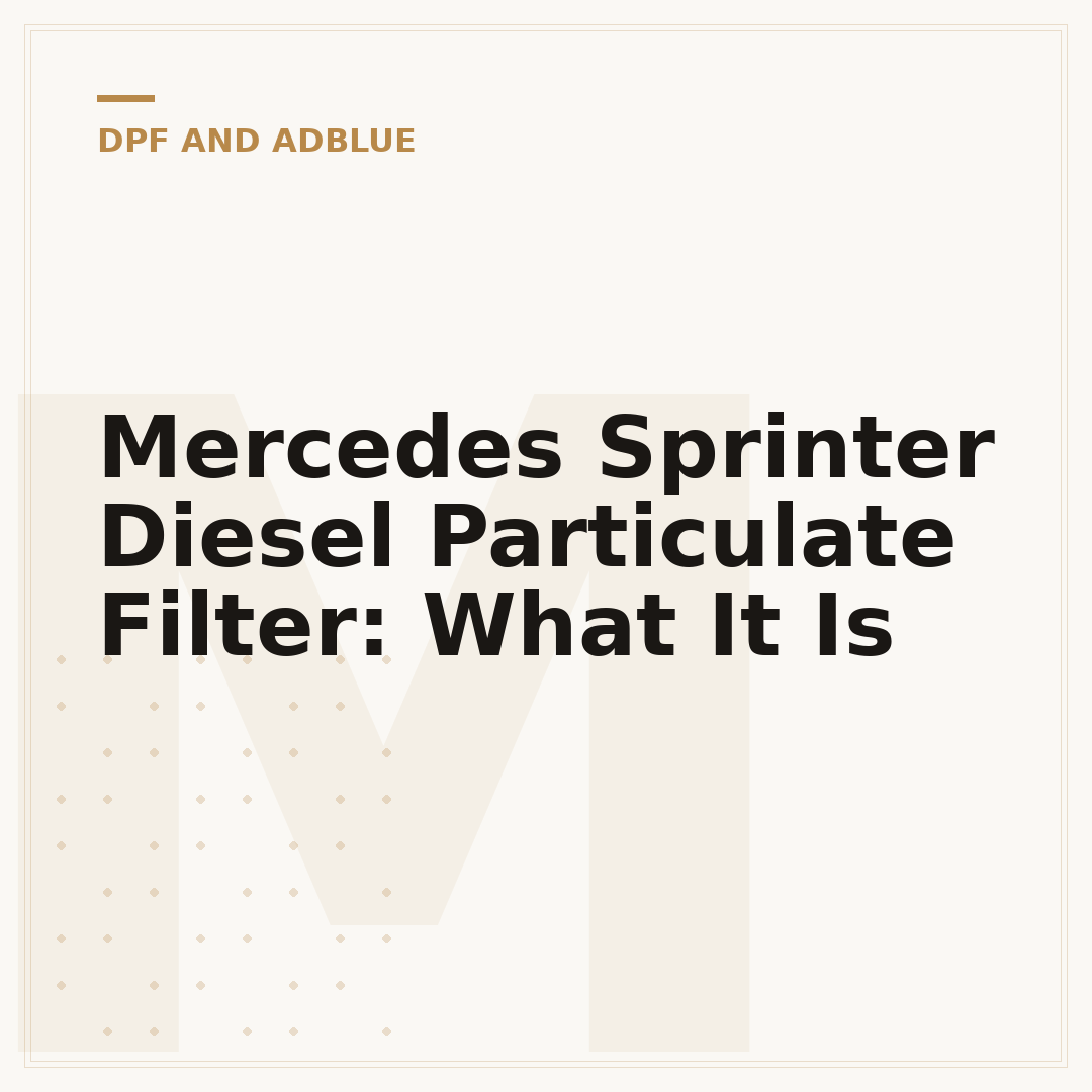 Mercedes Sprinter Diesel Particulate Filter: What It Is