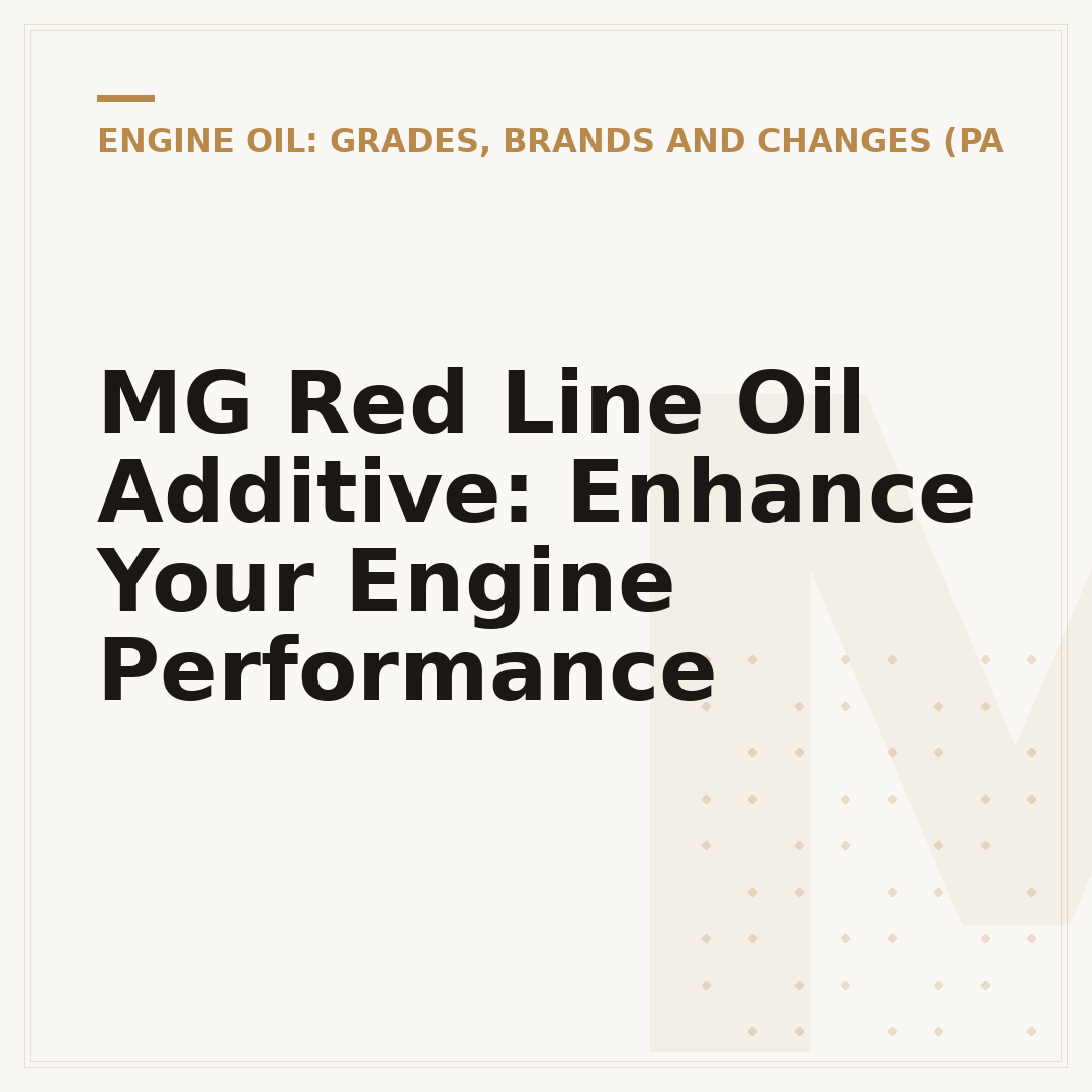 MG Red Line Oil Additive: Enhance Your Engine Performance
