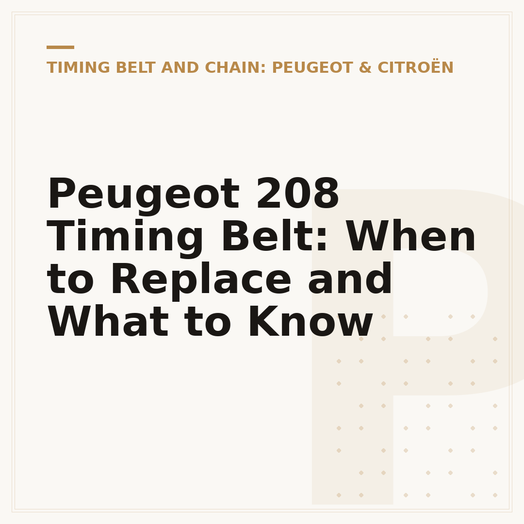 Peugeot 208 Timing Belt: When to Replace and What to Know