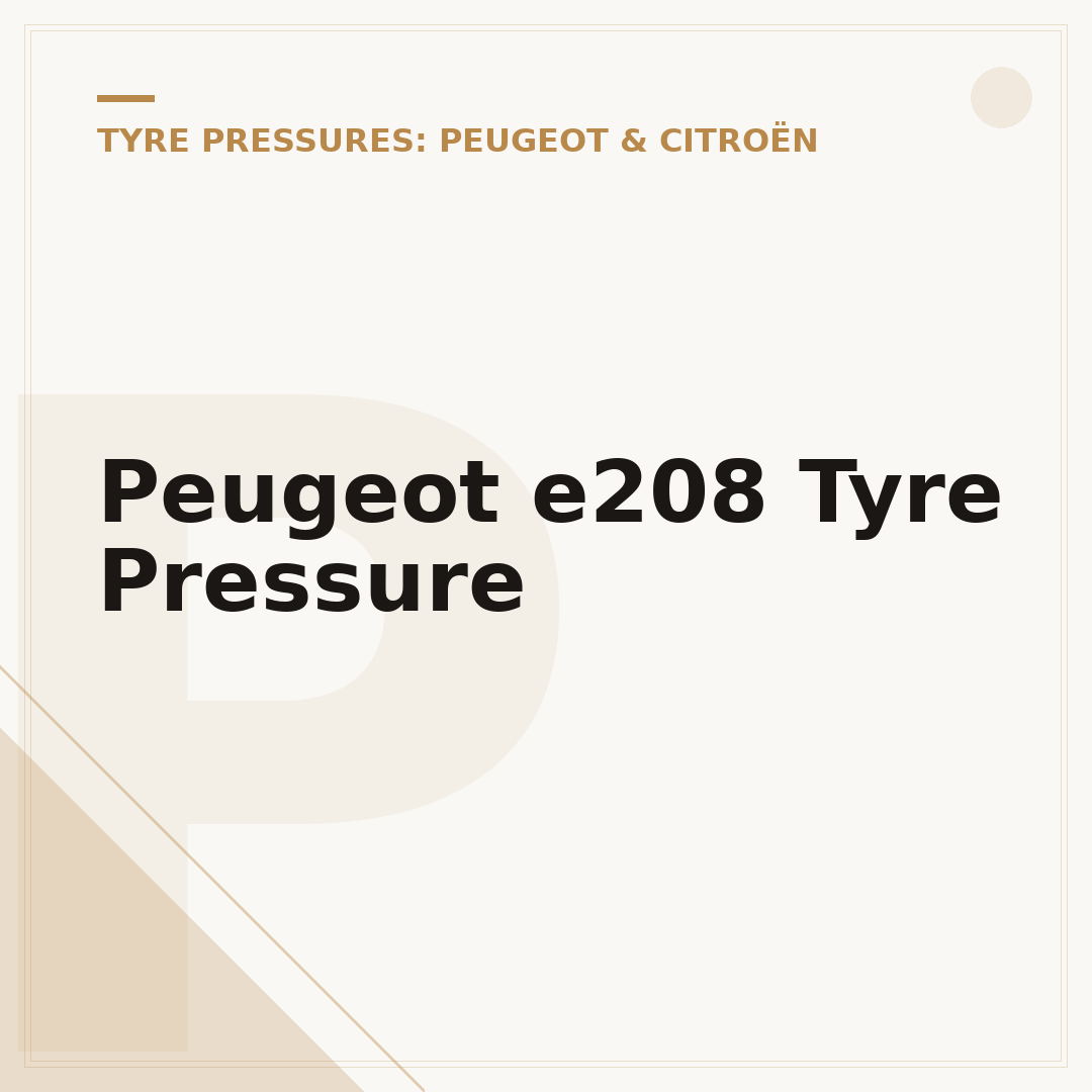 Peugeot e208 Tyre Pressure