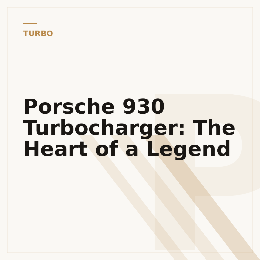 Porsche 930 Turbocharger: The Heart of a Legend