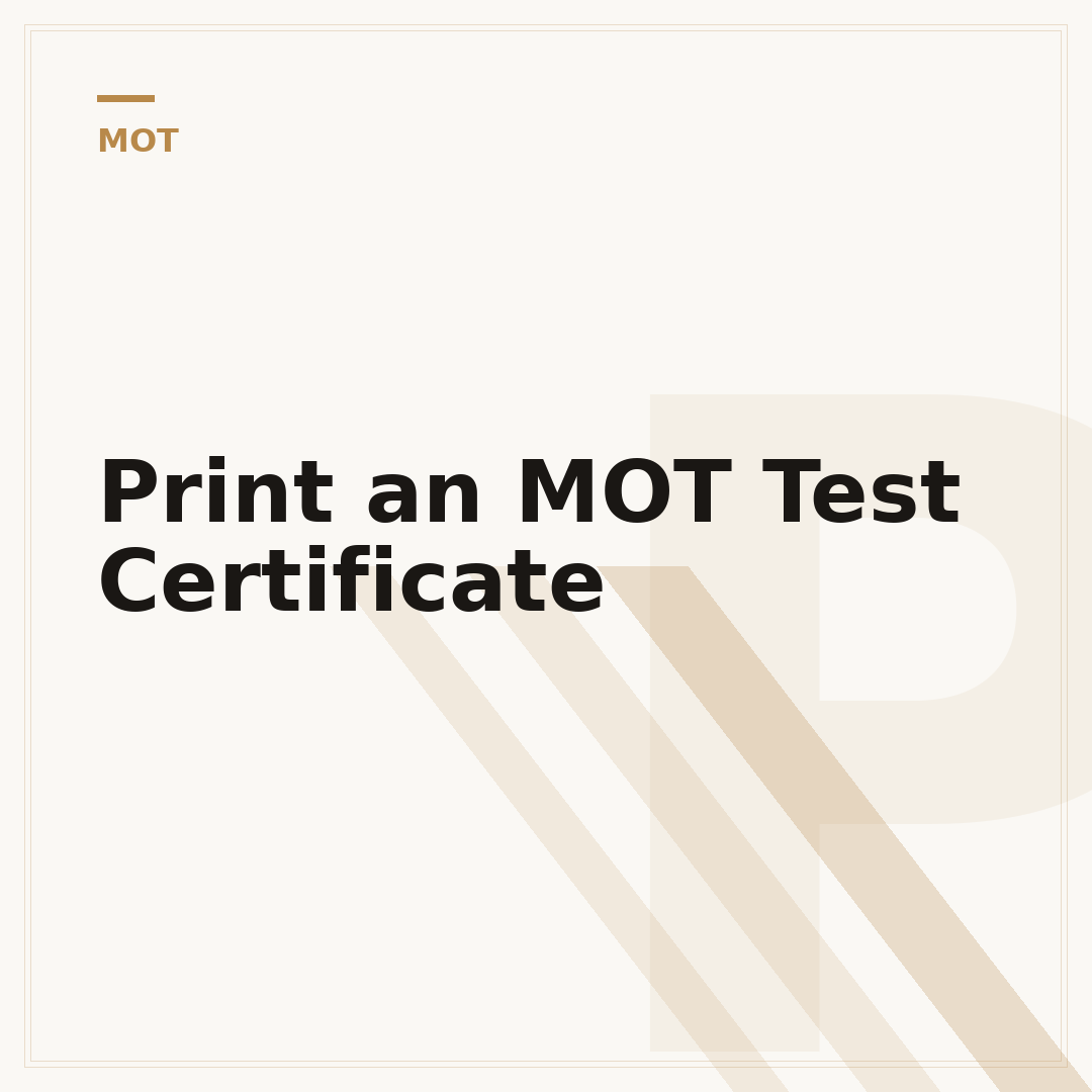 Print an MOT Test Certificate