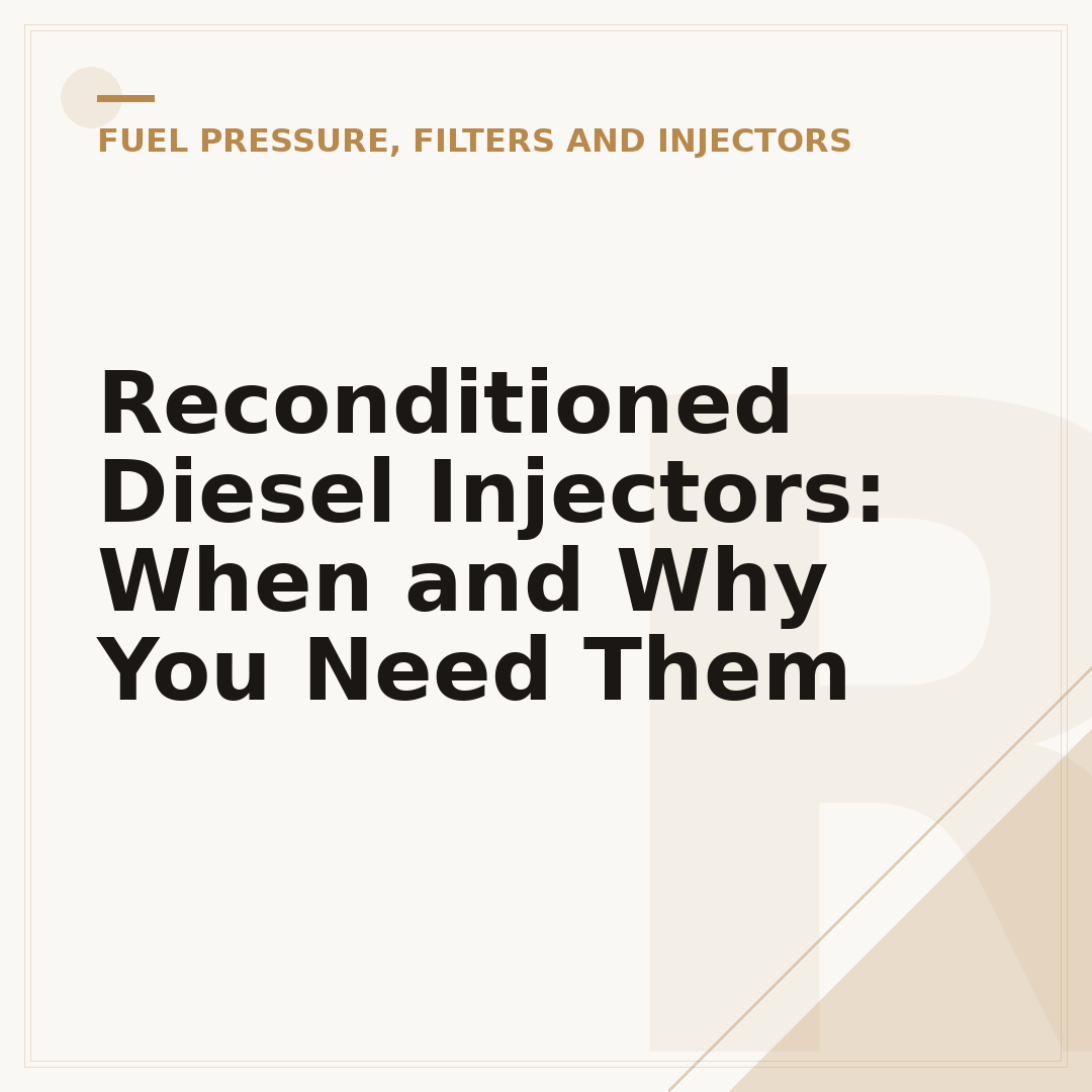 Reconditioned Diesel Injectors: When and Why You Need Them