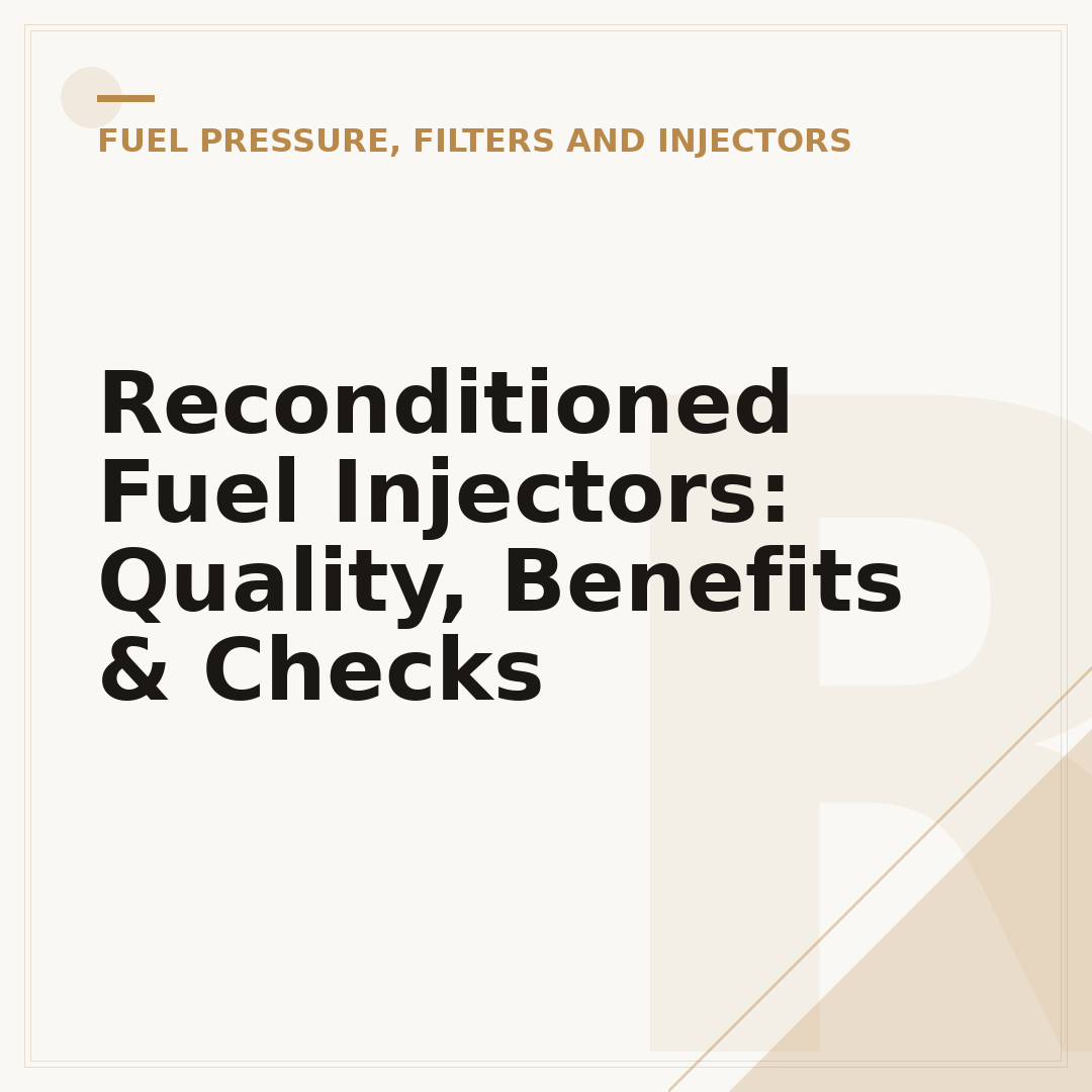 Reconditioned Fuel Injectors: Quality, Benefits & Checks