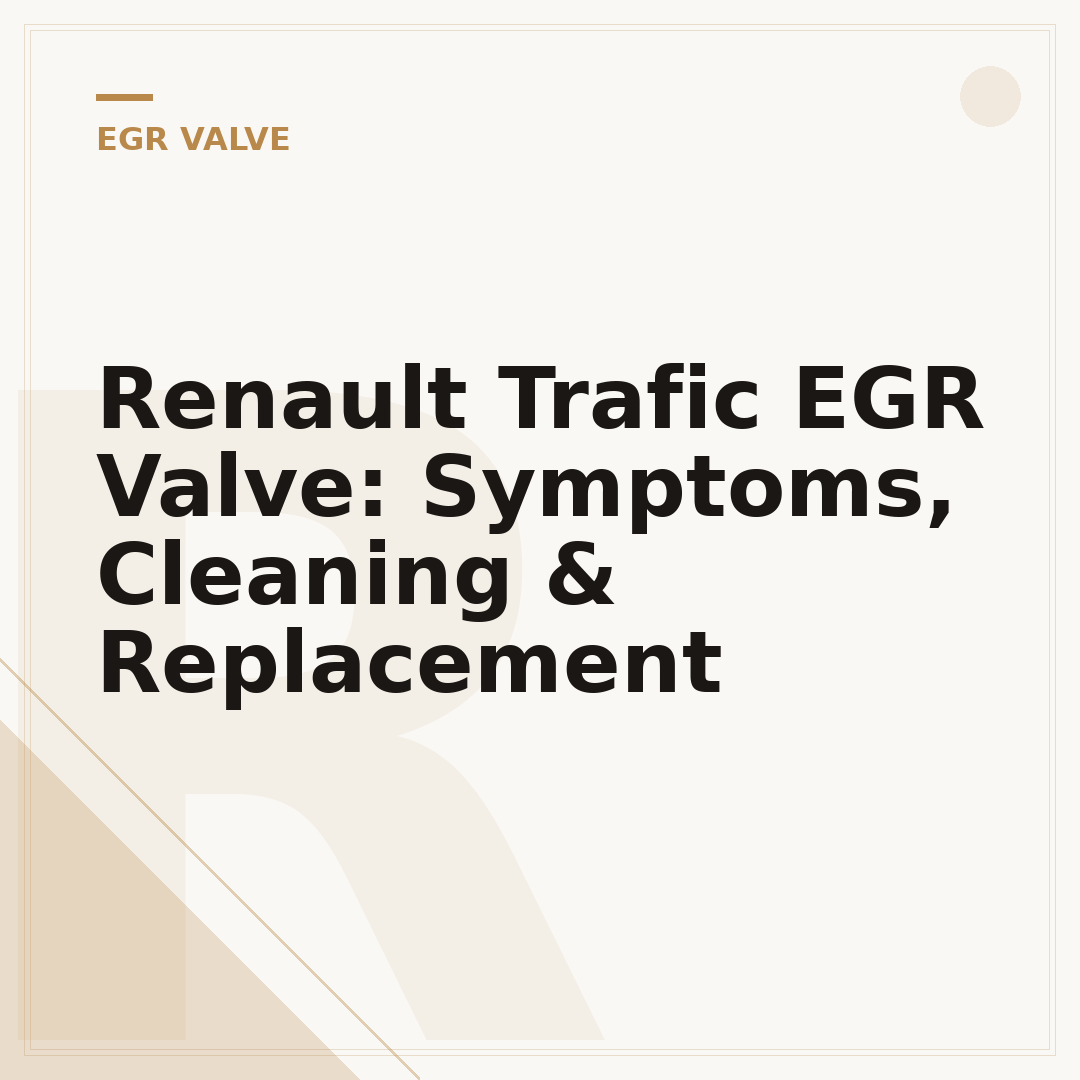 Renault Trafic EGR Valve: Symptoms, Cleaning & Replacement