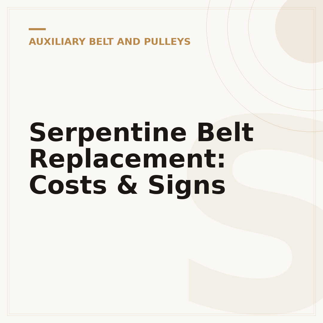 Serpentine Belt Replacement: Costs & Signs