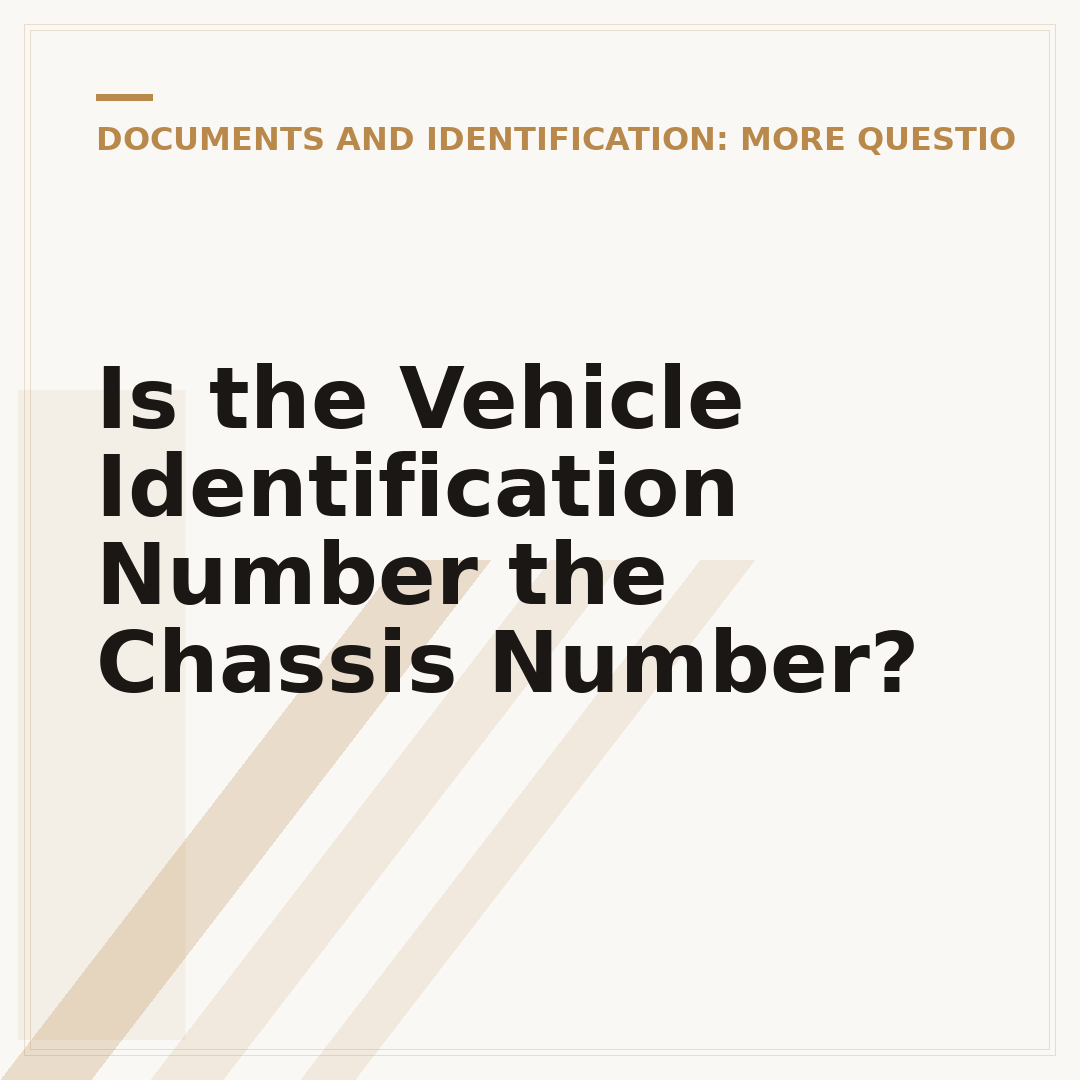 Is the Vehicle Identification Number the Chassis Number?