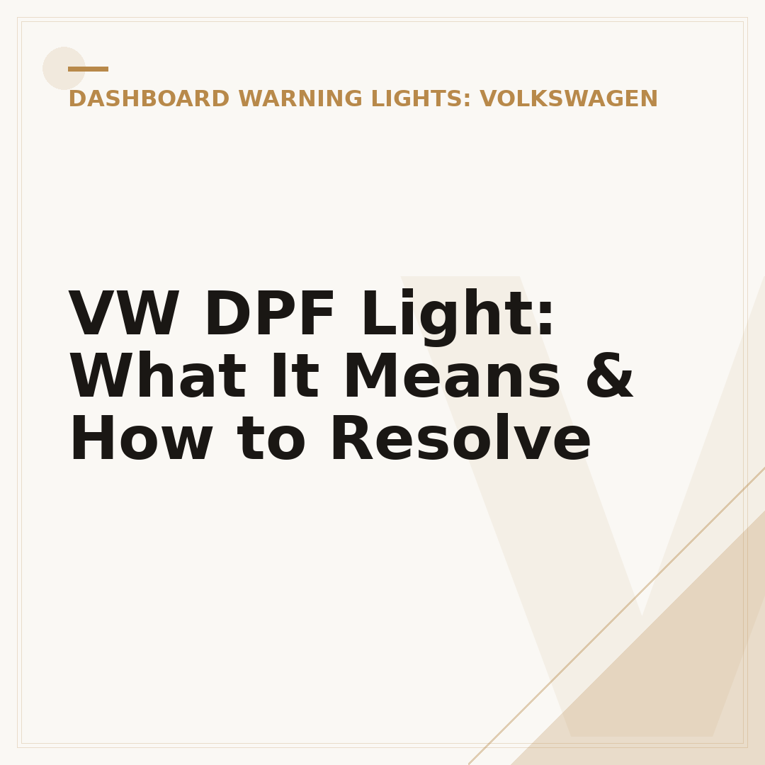 VW DPF Light: What It Means & How to Resolve