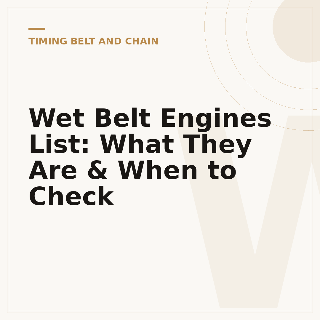Wet Belt Engines List: What They Are & When to Check